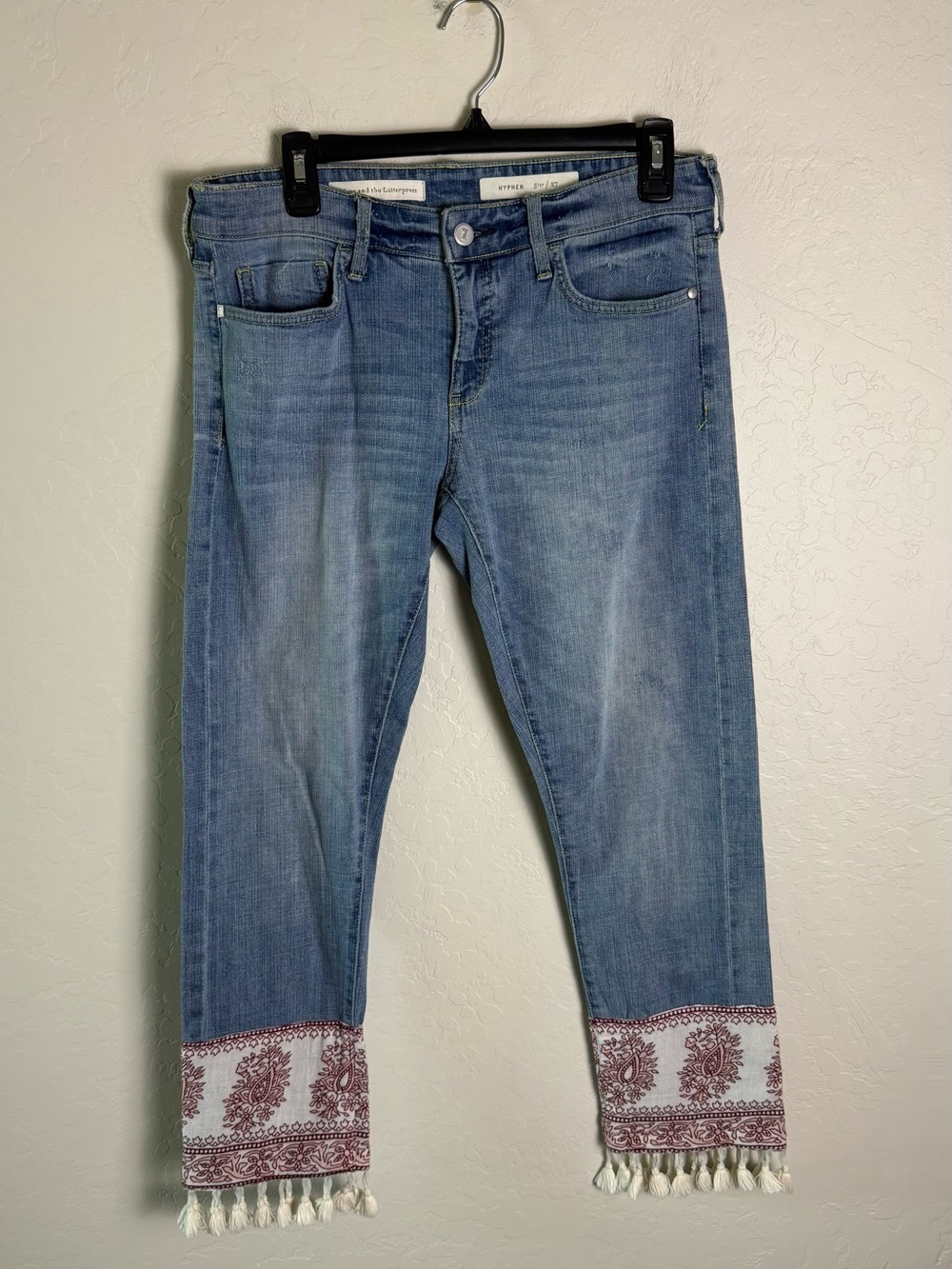 Pilcro & The Letterpress Hyphen Mid-Rise Bandana Tassel Boyfriend Jean 27 - Picture 2 of 16